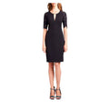 Rebecca Taylor Short Sleeve Fitted Dress with Lace Black Size 2