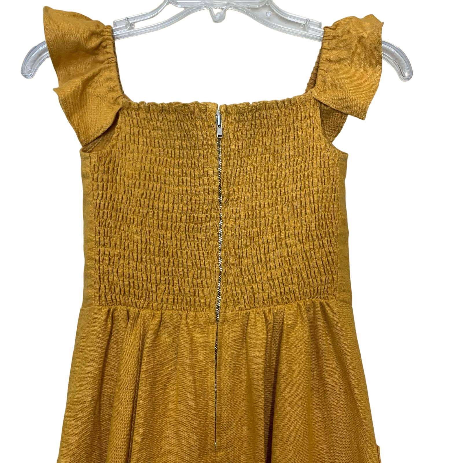 Reformation Hattie Linen Midi Dress, Mustard Yellow SZ 2