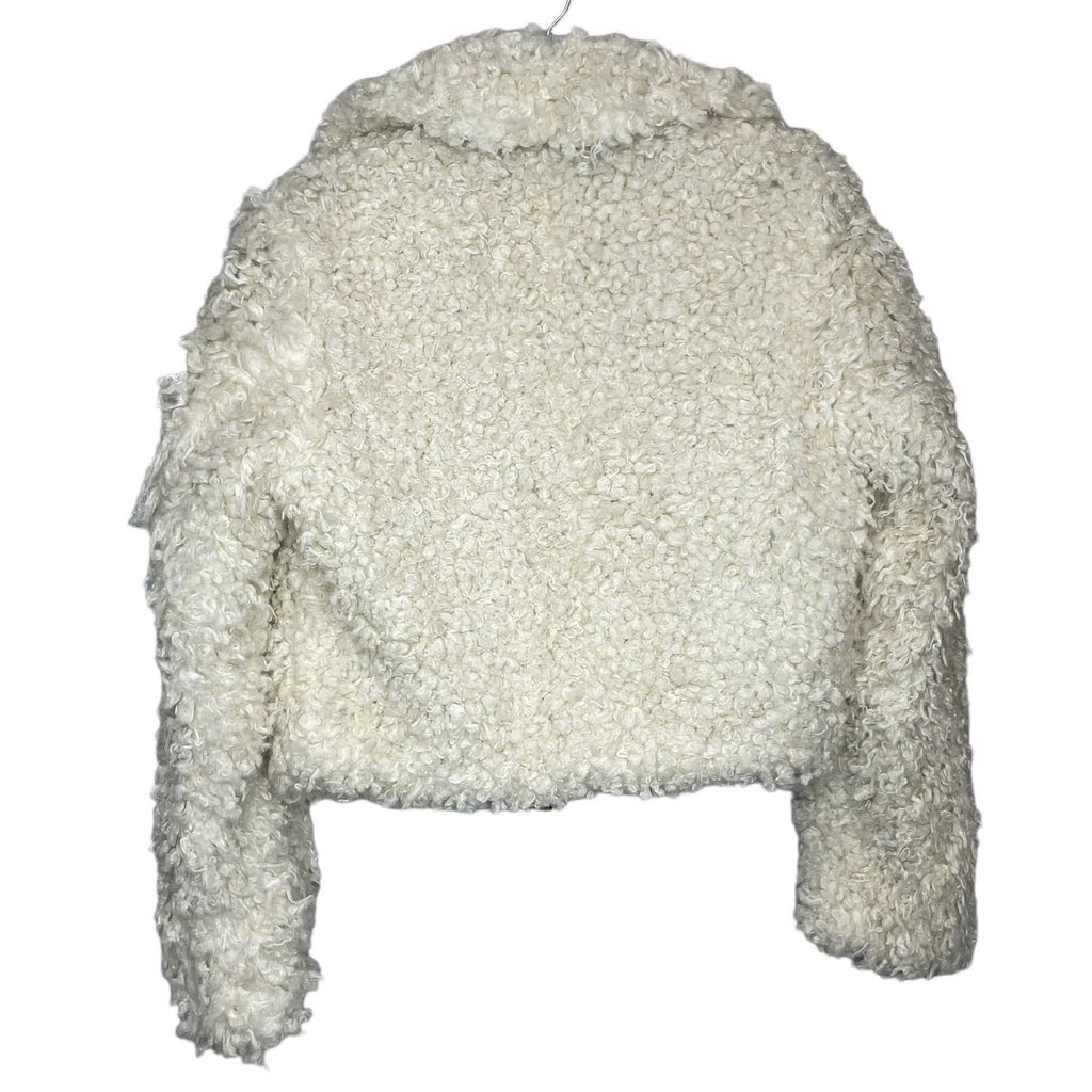 Free People Shaggy Faux Sherpa Moto Cropped Jacket SZ S